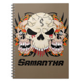 タトゥースカル8球火炎火炎螺旋手帳 ノートブック (正面)