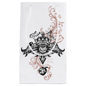 タトゥースタイリッシュハート、翼と冠 スモールペーパーバッグ (正面)