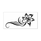 タトゥースタイルのくるくる渦巻いた茎の花 ラバースタンプ (インプリント)