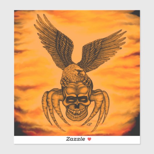 タトゥースタイルのワシとスパイダースカル シール (シート)