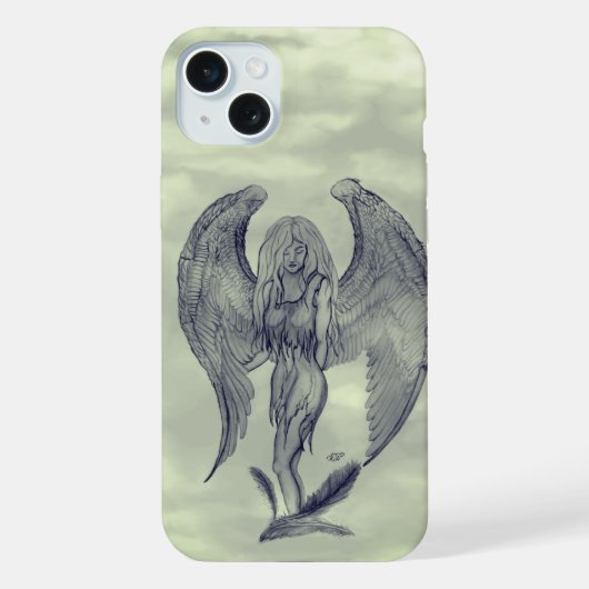 タトゥースタイルの天使 iPhoneケース (裏面)