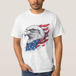 タトゥースタイルの鷲と旗 - 太字のUSAデザイン Tシャツ