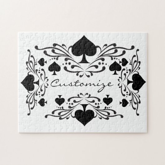 タトゥースタイルスクロール黒スペードThunder_Cove ジグソーパズル (横)