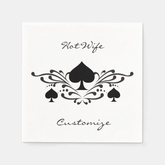 タトゥースタイルスクロール黒スペードThunder_Cove スタンダードカクテルナプキン (正面)