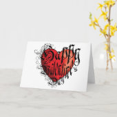 タトゥースタイルハッピーバレンタインデーハート カード (黄色い花)