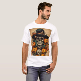 タトゥースタイルハロウィーン不気味アートはっきりした&デザイン Tシャツ