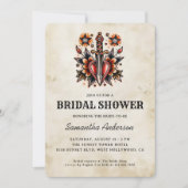 タトゥースタイルハートダガーレトロブライダルシャワー 招待状 (正面)