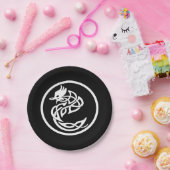 タトゥースタイルホワイトドラゴン ペーパープレート (パーティー)