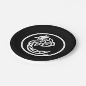 タトゥースタイルホワイトドラゴン ペーパープレート (アングル)