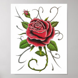 「タトゥースタイルレッドローズ」ポスタープリント ポスター