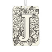 タトゥースタイル白黒モノグラムのインクフラワー カーエアーフレッシュナー (裏面)