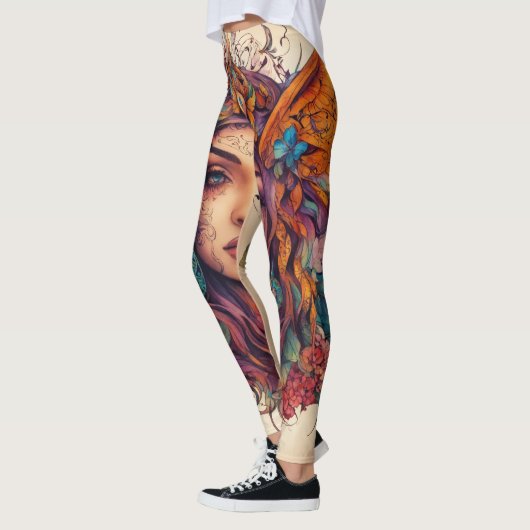タトゥースタイル神秘的で魔法のカラフル精神 レギンス (左)