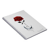 タトゥースタイル赤いバラ&三日月と"愛" ノートブック (右側)