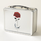 タトゥースタイル赤いバラ&三日月と"愛" メタルランチボックス (裏面)