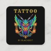 タトゥースタジオ予約QRコードトレンディータトゥーアーティスト スクエア名刺 (正面)