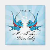 タトゥースワローズが日付結婚の磁石を保存 マグネット (正面)