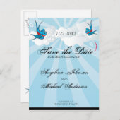 タトゥースワローズとスクロールアーバン日付を保存する車 案内ポストカード (正面/裏面)