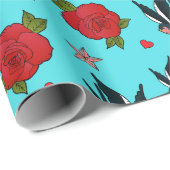 タトゥースワローズとバラロカビリー誕生日 ラッピングペーパー (ロールコーナー)