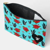 タトゥースワローバードとバラモノグラム アクセサリーポーチ (見開き)