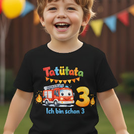タトゥータ消防車 3歳の誕生日子供用Tシャツ ベビーTシャツ