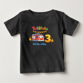 タトゥータ消防車 3歳の誕生日子供用Tシャツ ベビーTシャツ (正面)