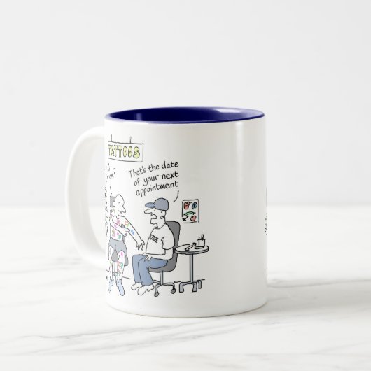 タトゥーテーマおもしろいタトゥー ツートーンマグカップ (正面左)