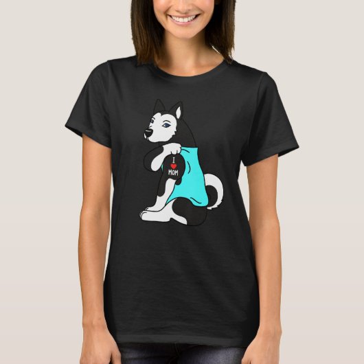 タトゥーハスキー犬 Tシャツ (正面)