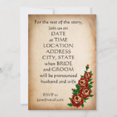 タトゥーハートとバラ結婚式招待状 招待状 (裏面)