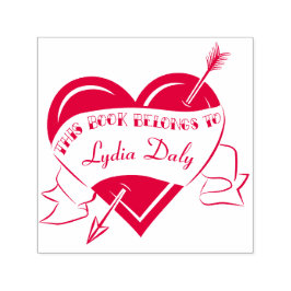 タトゥーハートと矢印蔵書票スタンプ セルフインキングスタンプ