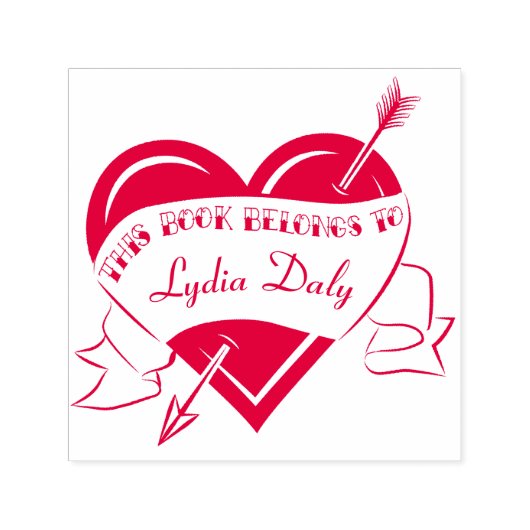 タトゥーハートと矢印蔵書票スタンプ セルフインキングスタンプ (デザイン)