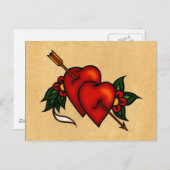 タトゥーハートと矢印 ポストカード (正面/裏面)