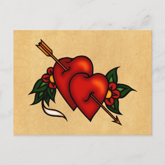 タトゥーハートと矢印 ポストカード (正面)