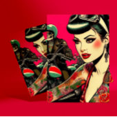 タトゥーバイクもしくは自転車に乗る人ガール ポストカード