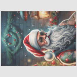 タトゥーバイクもしくは自転車に乗る人サンタクリスマスデクページ紙 薄葉紙