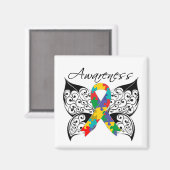 タトゥーバタフライ認識度 – 自閉症 マグネット (正面/裏面)