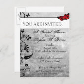 タトゥーバラとフラワーズブライダルシャワー招待 インビテーションポストカード (正面/裏面)