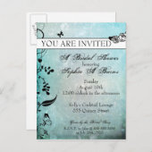 タトゥーバラとフラワーズブライダルシャワー招待 インビテーションポストカード (正面/裏面)