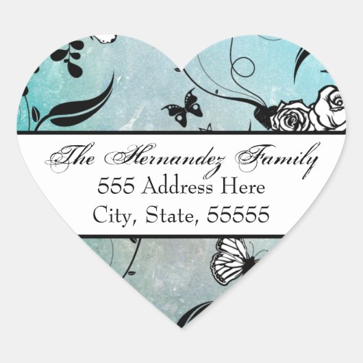 タトゥーバラとフラワーズ住所 シールシール/ラベル ハートシール (正面)