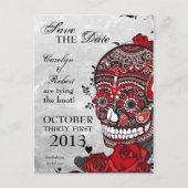 タトゥーバラと砂糖スカル日付を保存 案内ポストカード (正面)