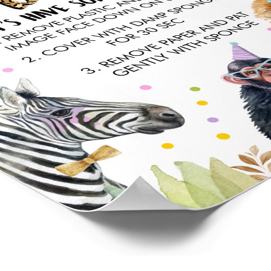 タトゥーバーサファリパーティー動物ガール誕生日 ポスター (角)