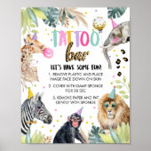 タトゥーバーサファリパーティー動物ガール誕生日 ポスター (正面)