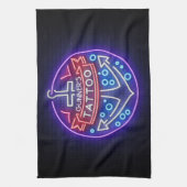 タトゥーパーソナライズされたショップネオン航海のサインスタイル キッチンタオル (縦)