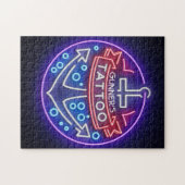 タトゥーパーソナライズされたショップネオン航海のサインスタイル ジグソーパズル (横)