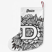 タトゥーパーソナライズされたスタイル白黒モノグラム スモールクリスマスストッキング (裏面)