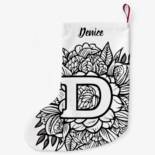 タトゥーパーソナライズされたスタイル白黒モノグラム スモールクリスマスストッキング (裏面)