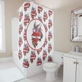 タトゥーパーソナライズされたラブバードハートバスルーム シャワーカーテン (インサイチュ)