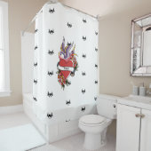 タトゥーパーソナライズされたラブバードハート シャワーカーテン (インサイチュ)