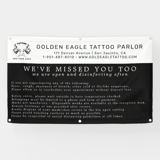 タトゥーパーラーのリオープニング配布ガイドライン 横断幕 (横)