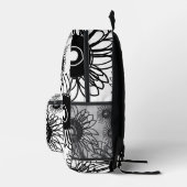 タトゥーヒマワリフローラ白黒タトゥーフラワー プリントバックパック (右)