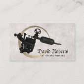 タトゥーピアスモダンショップ金ゴールドサークルタトゥーガン 名刺 (正面)